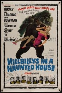 5b422 HILLBILLYS IN A HAUNTED HOUSE 1sh '67 country music, art of wacky ape carrying sexy girl!