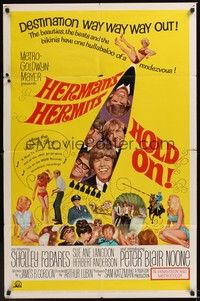 5b423 HOLD ON 1sh '66 rock & roll, great image of Herman's Hermits, Shelley Fabares!