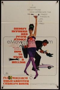 5b434 HOW TO STEAL A MILLION 1sh '66 art of sexy Audrey Hepburn & Peter O'Toole by McGinnis!