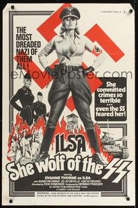 5b445 ILSA SHE WOLF OF THE SS 1sh '74 Dyanne Thorne as Nazi so terrible even the SS feared her