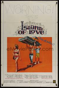 5b460 ISLAND OF LOVE 1sh '63 Robert Preston & Tony Randall, sexy Georgia Moll in bikini!
