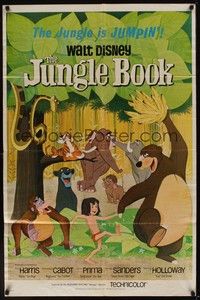 5b473 JUNGLE BOOK 1sh '67 Walt Disney cartoon classic, great image of all characters!