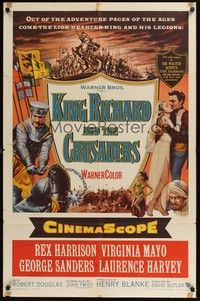 5b482 KING RICHARD & THE CRUSADERS 1sh '54 Rex Harrison, Virginia Mayo, George Sanders!