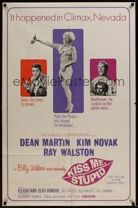 5b483 KISS ME, STUPID 1sh '65 directed by Billy Wilder, Kim Novak, Dean Martin, Ray Walston!