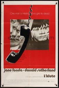 5b486 KLUTE rare alternate style 1sh '71 Donald Sutherland & Jane Fonda, dangling telephone art!
