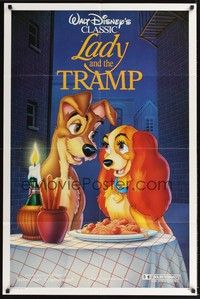 5b491 LADY & THE TRAMP style V int'l 1sh R88 Walt Disney romantic canine dog classic cartoon!