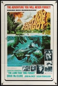 5b495 LAND THAT TIME FORGOT 1sh '75 Edgar Rice Burroughs, Akimoto dinosaur art!