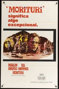 5b580 MORITURI Spanish/U.S. 1sh '65 art of Marlon Brando & Nazi captain Yul Brynner!