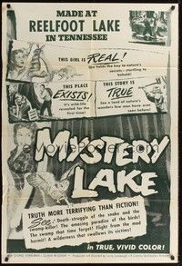 5b596 MYSTERY LAKE 1sh '53 Larry Lansburgh, a wilderness that swallows it's victims!