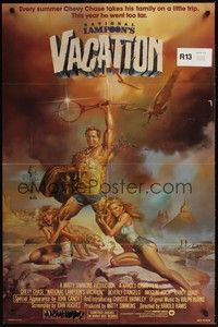5b599 NATIONAL LAMPOON'S VACATION 1sh '83 sexy exaggerated art of Chevy Chase by Boris Vallejo!