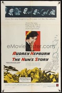 5b618 NUN'S STORY 1sh '59 religious missionary Audrey Hepburn was not like the others, Peter Finch