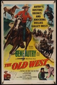 5b626 OLD WEST 1sh '52 Gene Autry rides Champion, busts broncs & knocks out bullies!