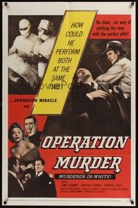 5b635 OPERATION MURDER 1sh '57 Dr. Tom Conway is accused of operating & killing at the same time!