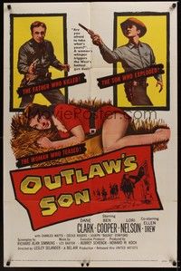 5b642 OUTLAW'S SON 1sh '57 Dane Clark, Ben Cooper, sexy Lori Nelson!