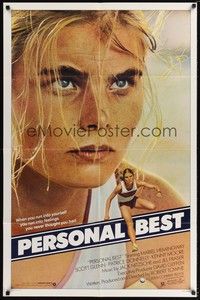 5b659 PERSONAL BEST 1sh '82 great close-up of athletic determined Mariel Hemingway!