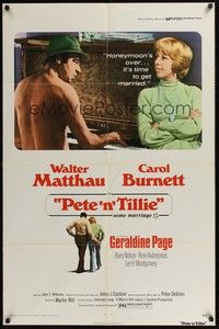5b661 PETE 'N' TILLIE 1sh '73 naked Walter Matthau plays piano for Carol Burnett, Martin Ritt!