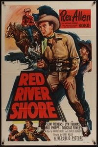 5b690 RED RIVER SHORE 1sh '53 cool full-length artwork of cowboy Rex Allen pointing gun!