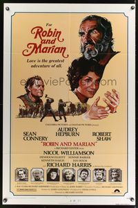 5b704 ROBIN & MARIAN 1sh '76 art of Sean Connery & Audrey Hepburn by Drew Struzan!