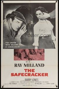 5b711 SAFECRACKER 1sh '58 artwork of master thief Ray Milland, who became a commando!