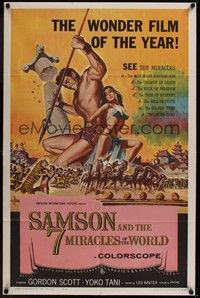 5b714 SAMSON & THE 7 MIRACLES OF THE WORLD 1sh '62 Maciste Alla Corte Del Gran Khan, sexy art!