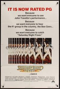 5b716 SATURDAY NIGHT FEVER pg rating 1sh R1979 disco dancer John Travolta & Karen Lynn Gorney!