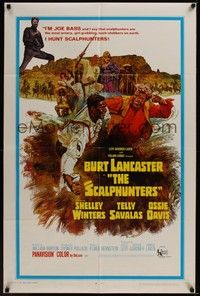 5b718 SCALPHUNTERS 1sh '68 great art of Burt Lancaster & Ossie Davis fighting in mud!