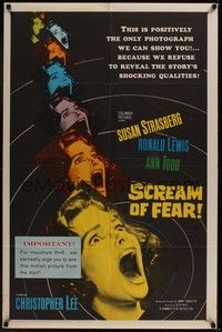5b723 SCREAM OF FEAR 1sh '61 Hammer, classic terrified Susan Strasberg horror image!