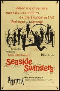 5b724 SEASIDE SWINGERS 1sh '65 Freddie & The Dreamers, the swingin'est hit that ever swung!