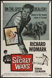 5b727 SECRET WAYS 1sh '61 Richard Widmark, Alistair MacLean, filmed in the danger zones of Europe!