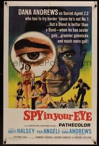 5b765 SPY IN YOUR EYE 1sh '66 Dana Andrews has sexier gals and groovier gimmicks, cool art!