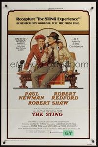 5b774 STING 1sh R77 best artwork of con men Paul Newman & Robert Redford by Richard Amsel!