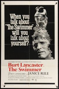 5b796 SWIMMER 1sh '68 Burt Lancaster, directed by Frank Perry, will you talk about yourself?