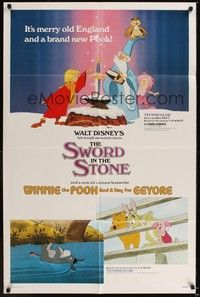 5b799 SWORD IN THE STONE/WINNIE POOH & A DAY FOR EEYORE 1sh '83 Disney cartoons, art by Wensel!