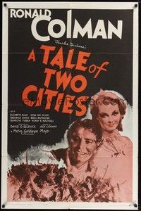 5b806 TALE OF TWO CITIES 1sh R62 Ronald Colman, Elizabeth Allan, written by Charles Dickens!