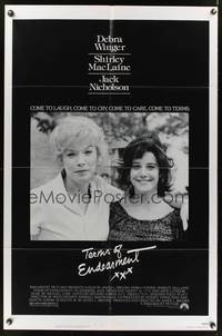 5b813 TERMS OF ENDEARMENT 1sh '83 great close up of Shirley MacLaine & Debra Winger!