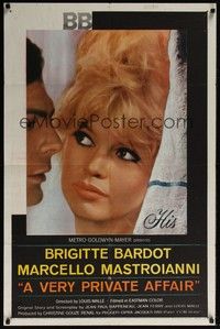 5b910 VERY PRIVATE AFFAIR 1sh '62 Vie Privee, great image of sexiest Brigitte Bardot!