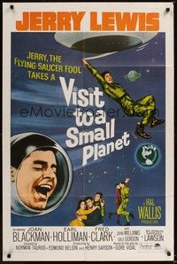 5b917 VISIT TO A SMALL PLANET 1sh R66 wacky alien Jerry Lewis saucers down to Earth from space!