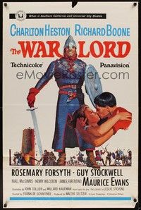 5b927 WAR LORD 1sh '65 art of Charlton Heston all decked out in armor with sword!