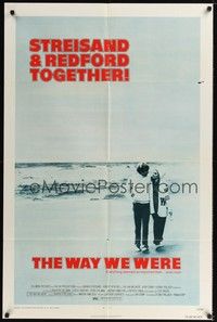 5b932 WAY WE WERE 1sh '73 Barbra Streisand & Robert Redford walk on the beach!