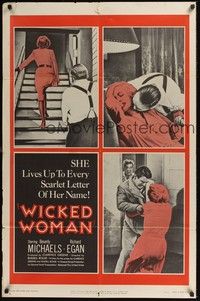 5b951 WICKED WOMAN 1sh '53 bad girl Beverly Michaels, Richard Egan, film noir!
