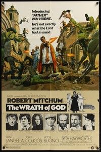 5b975 WRATH OF GOD style A 1sh '72 priest Robert Mitchum is not exactly what the Lord had in mind!