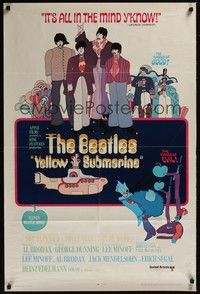 5b984 YELLOW SUBMARINE 1sh 1968 psychedelic art, John, Paul, Ringo & George, 11 song style