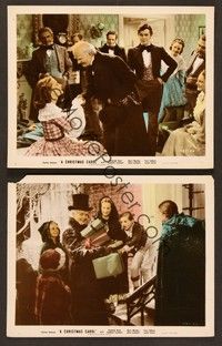 5c369 CHRISTMAS CAROL 2 color 8x10 stills '38 Charles Dickens holiday classic, Reginald Owen