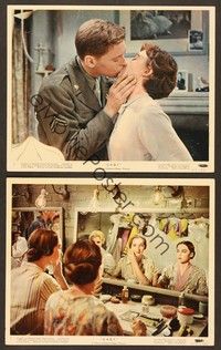 5c384 GABY 2 color 8x10 stills '56 wonderful close up of soldier John Kerr kissing Leslie Caron!