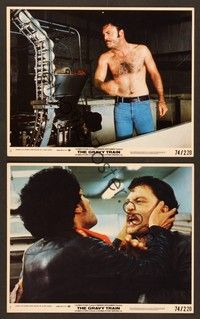 5c389 GRAVY TRAIN 2 8x10 mini LCs '74 two great close images of tough guy Stacy Keach!