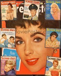 5d032 LOT OF 8 SCREEN STARS MAGAZINES lot '56-'57 Liz Taylor, Elvis, Natalie Wood, Jayne Mansfield