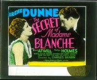 5d169 SECRET OF MADAME BLANCHE glass slide '33 c/u of beautiful Irene Dunne & son Phillips Holmes!