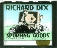 5d175 SPORTING GOODS glass slide '28 golf inventor Richard Dix in car sinking in water!