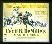 5d180 TEN COMMANDMENTS glass slide '23 Cecil B. DeMille epic, great art of stampeding chariots!