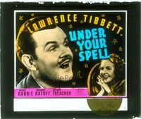5d185 UNDER YOUR SPELL glass slide '36 Preminger, opera singer Lawrence Tibbett sings to Barrie!